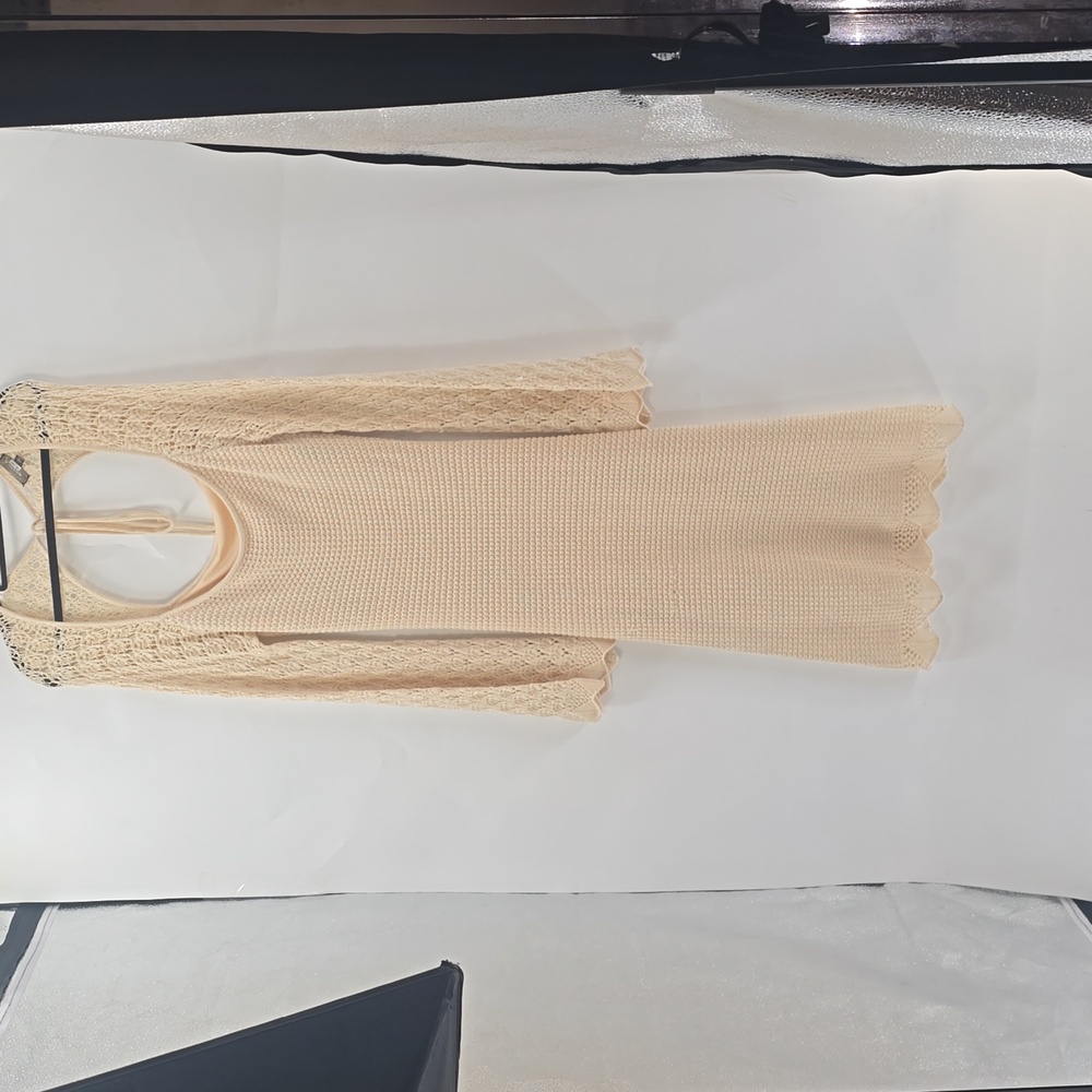 4SI3NNA Cream Knit Dress with Bell Sleeves - Picture 9 of 12